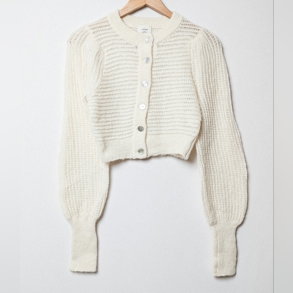 WILFRED Alessia Cardigan Mohair Alpaca Wool White Aritzia XXS - Picture 7 of 11